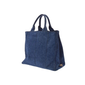 Prada Canapa Tote Blue Denim Bag